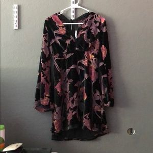 Black velvet dress floral
